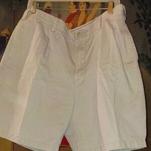 Vintage Nautica Men's Cream Flat Front Pleated Chino Shorts